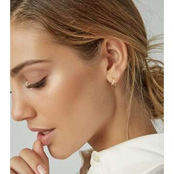 4 Pairs Chunky Gold Hoop Earrings Set for Women 14K Gold Plated Hypoallergenic Twisted Thick Jewelry for Multiple Piercing (Gold Hoop 012)