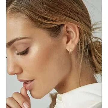 4 Pairs Chunky Gold Hoop Earrings Set for Women 14K Gold Plated Hypoallergenic Twisted Thick Jewelry for Multiple Piercing (Gold Hoop 012)