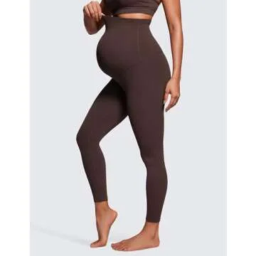 CRZ YOGA Womens Butterluxe Maternity Leggings Over The Belly 25" - Buttery Soft Workout Activewear Yoga Pregnancy Pants Hot Fudge Brown Small