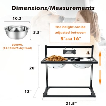 SHAINFUN Elevated Dog Feeder with Adjustable Height and Bowls
