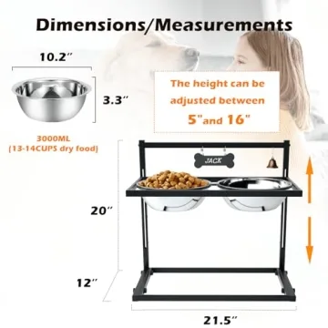 SHAINFUN Elevated Dog Feeder with Adjustable Height and Bowls