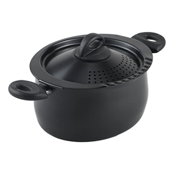 Bialetti 5.5 Quart Pasta Pot with Strainer Lid, Charcoal – Elongated Oval Pot for Longer Spaghetti...