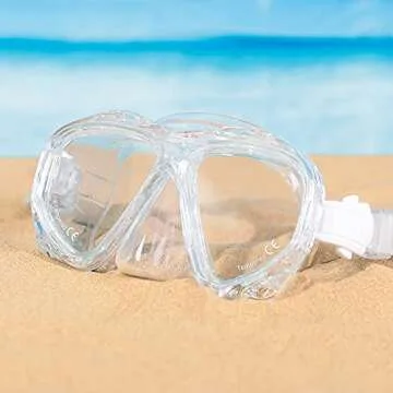 COPOZZ Scuba Mask, No Fogging Snorkeling Scuba Dive Glasses, Great Seal Free Diving Tempered Glass Mask Goggles (Transparent)