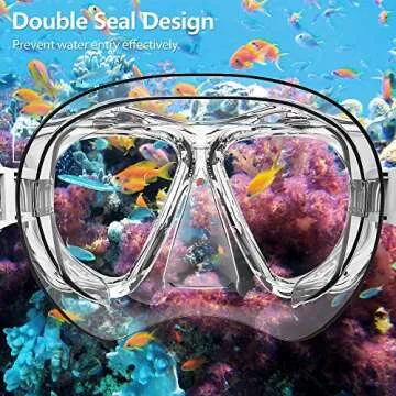 COPOZZ Scuba Mask, No Fogging Snorkeling Scuba Dive Glasses, Great Seal Free Diving Tempered Glass Mask Goggles (Transparent)
