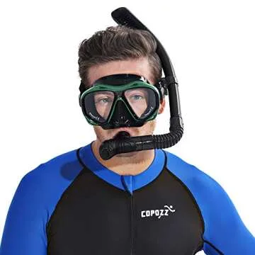 COPOZZ Scuba Mask, No Fogging Snorkeling Scuba Dive Glasses, Great Seal Free Diving Tempered Glass Mask Goggles (Transparent)