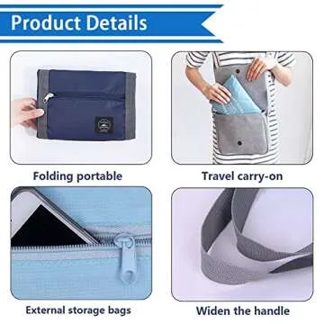 Foldable Travel Duffel Bag 2PCS Tote Carry on Luggage Bag Spirit Airlines Personal item Sports Gym Bag Water Resistant Weekender Overnight Bags for Women and Men (Green+Blue)