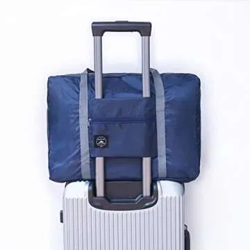 Foldable Travel Duffel Bag 2PCS Tote Carry on Luggage Bag Spirit Airlines Personal item Sports Gym Bag Water Resistant Weekender Overnight Bags for Women and Men (Green+Blue)