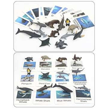 24 Small Animal Figurines Learning & Education Toys, Plastic Realistic Zoo Jungle Safari Sea Ocean Animal Figures, Preschool Learning Activities Matching Game Science Toys