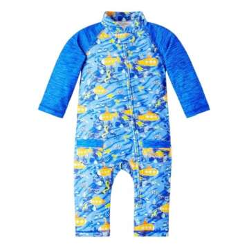 UV SKINZ Baby Boys’ UPF 50+ Sun Protection Swimsuit – Full Coverage Under The Sea