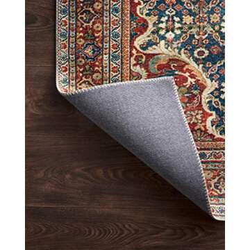 Loloi Layla Collection, LAY-09, Cobalt Blue/Spice, 7'-6" x 9'-6", .13" Thick, Area Rug, Soft, Durable, Vintage Inspired, Distressed, Low Pile, Non-Shedding, Easy Clean, Printed, Living Room Rug