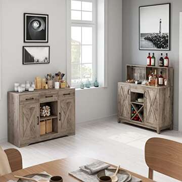 HOSTACK Farmhouse Buffet Storage Cabinet for Kitchen & Living Room