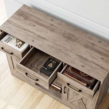 HOSTACK Farmhouse Buffet Storage Cabinet for Kitchen & Living Room