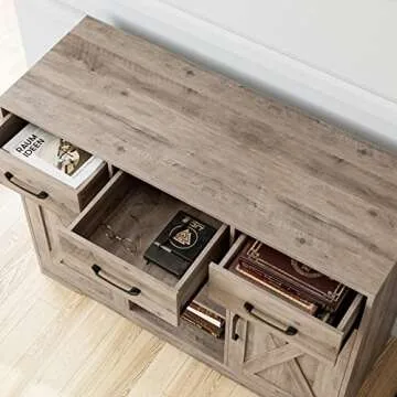 HOSTACK Farmhouse Buffet Storage Cabinet for Kitchen & Living Room