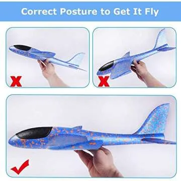 BooTaa 6 Pack Airplane Toys, 17.5" Large Throwing Foam Plane, 2 Flight Mode Foam Gliders, Birthday Gifts for Kids 3 4 5 6 7 8 9 10 11 12 Year Old Boys Kids Girls, Outdoor Yard Family Game Toys