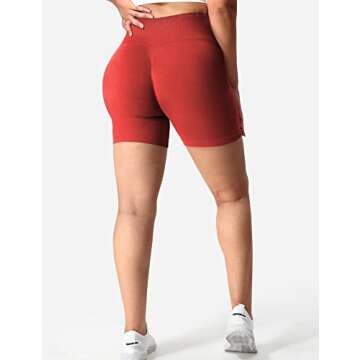 YEOREO Women Intensify Athletic Shorts Seamless Scrunch Workout Shorts High Waisted Active Gym Yoga Shorts Formula Red M