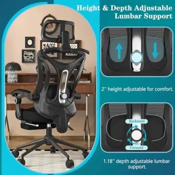 Exceptional Ergonomic Office Chair - Footrest & Lumbar Support