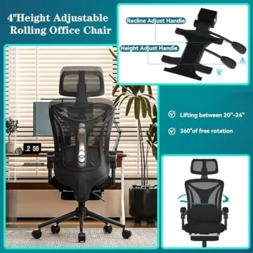 Exceptional Ergonomic Office Chair - Footrest & Lumbar Support