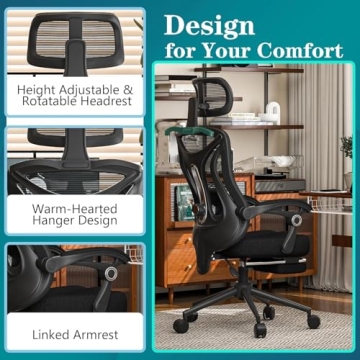Exceptional Ergonomic Office Chair - Footrest & Lumbar Support