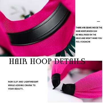 Goresory Pink Rose Flowers Headbands Boho Wide Headband Wedding Floral Hairband Prom Party Festivlal Photo Hair Accessory for Women