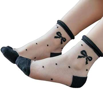 Zulaniu kids Girls No Show Ankle Bowknot Short Socks Mesh Summer Baby Lace Ultra-Thin Sock Socks 5pack-L