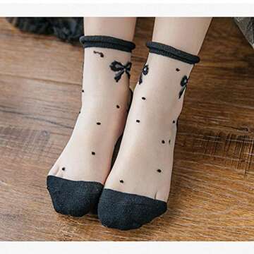 Zulaniu kids Girls No Show Ankle Bowknot Short Socks Mesh Summer Baby Lace Ultra-Thin Sock Socks 5pack-L
