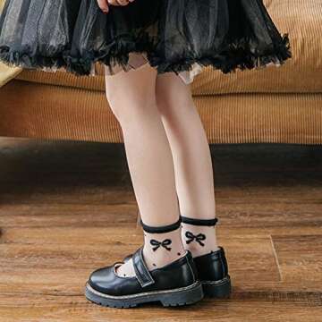 Zulaniu kids Girls No Show Ankle Bowknot Short Socks Mesh Summer Baby Lace Ultra-Thin Sock Socks 5pack-L