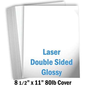 Hamilco White Glossy Cardstock Paper - 8 1/2 x 11" 80 lb Cover Card Stock - 50 Pack
