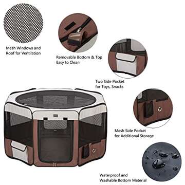 DONORO Dog Playpen 46" Portable Pet Play Pens for Small Medium Dogs, Cat Playpen Indoor/Outdoor with...