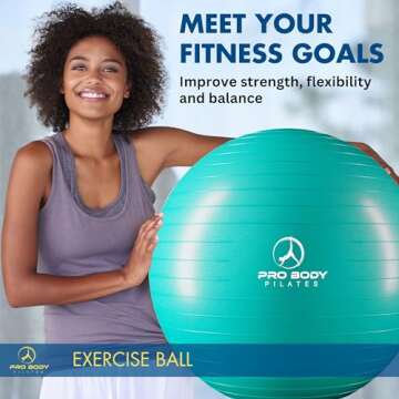 ProBody Pilates Exercise Ball - Multiple Sizes Gym Grade Balance Ball for Fitness, Workout, Pregnanc...