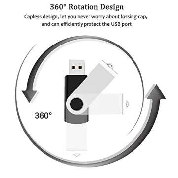 2 Pack 64GB USB Flash Drive USB 2.0 Thumb Drives Jump Drive Fold Storage Memory Stick Swivel Design - Black