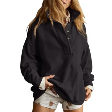 Gacaky Sweatshirt for Women Oversized Casual Long Sleeve Button Henley Neck Pullover Tops Fashion Ou...