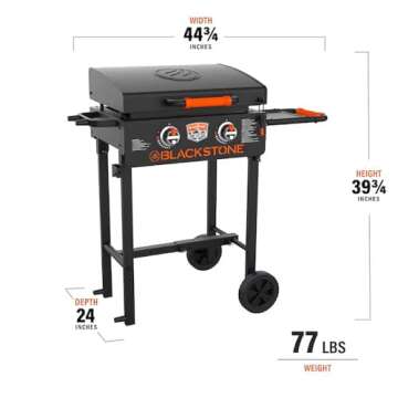 22 inch Blackstone Griddle with Hood and Grill Stand, Outdoor Flat Top Grill Propane Portable Gas Gr...