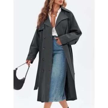 Tankaneo Women's Classy Double Breasted Trench Coat