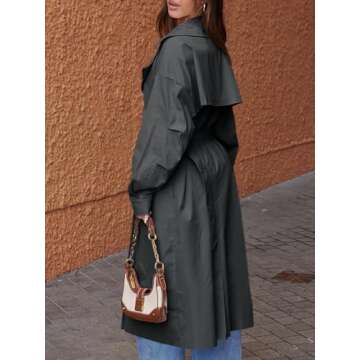 Tankaneo Women's Classy Double Breasted Trench Coat