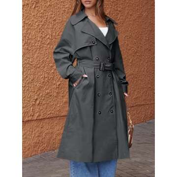 Tankaneo Women's Classy Double Breasted Trench Coat