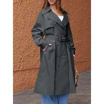 Tankaneo Women's Classy Double Breasted Trench Coat