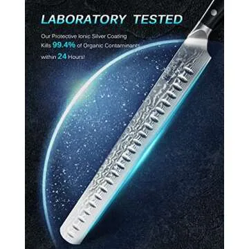 KYOKU Gin Series 12" Brisket Slicing Knife, Meat Carving Knife with Silver PVD Coating Mosaic Pin Handle for Professional Chef & Home Cook, Japanese VG10 Steel Slicer Knife for Meat Fruit Vegetables