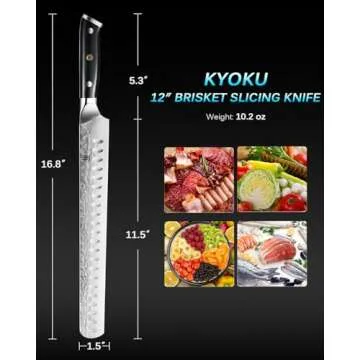 KYOKU Gin Series 12" Brisket Slicing Knife, Meat Carving Knife with Silver PVD Coating Mosaic Pin Handle for Professional Chef & Home Cook, Japanese VG10 Steel Slicer Knife for Meat Fruit Vegetables