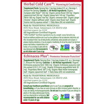 Traditional Medicinals Tea, Organic Seasonal Sampler, Echinacea, Elderflower, Eucalyptus, Slippery Elm, 16 Tea Bags