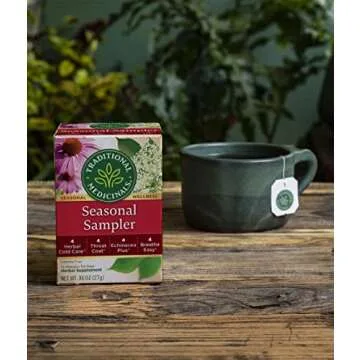 Traditional Medicinals Tea, Organic Seasonal Sampler, Echinacea, Elderflower, Eucalyptus, Slippery Elm, 16 Tea Bags
