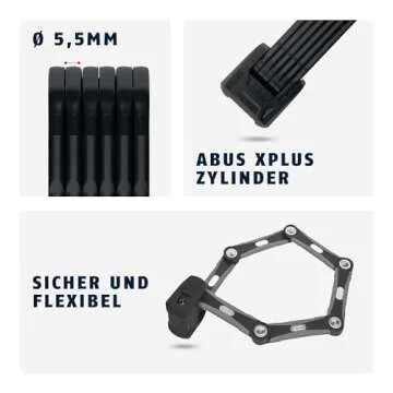 ABUS 551604 Bordo GRANIT X Plus 6500/85cm (33.46 in) black - Folding lock, Bike lock, Security level 15, 85cm/5.5mm (55160)