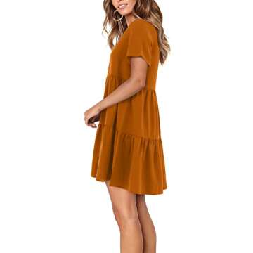 Amoretu Women Casual Swing Short Sleeve Tunic Dress Flowy Wedding Guest Dresses, Spring, Summer, 202...