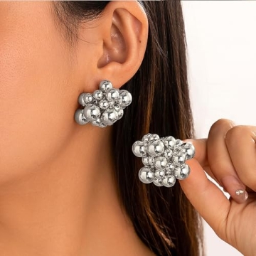 Chunky Geometric Cluster Beads Earrings for Women