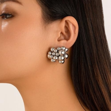 Chunky Geometric Cluster Beads Earrings for Women