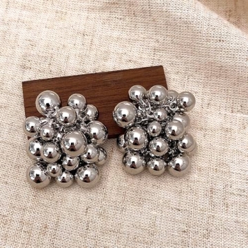Chunky Geometric Cluster Beads Earrings for Women
