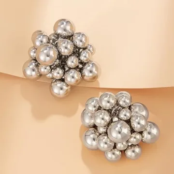 Chunky Geometric Cluster Beads Earrings for Women