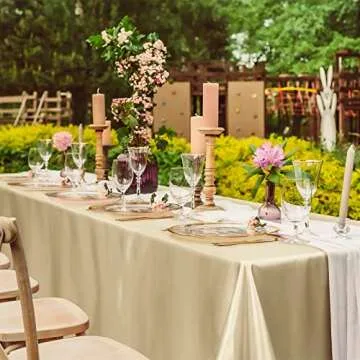 TURSTIN 4 Packs Satin Tablecloth 102 x 58 Inch Overlay Satin Table Cover Rectangle Bright Silk Tablecloth Smooth Fabric Table Decoration for Wedding Banquet Party Events, Champagne