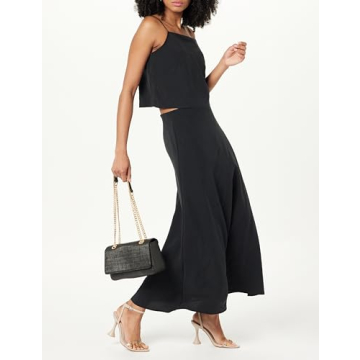 The Drop Women's Haniyyah A-Line Midi Skirt Off-Black