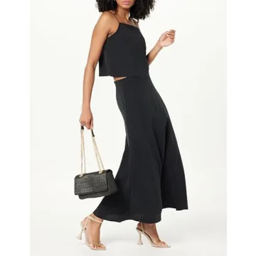 The Drop Women's Haniyyah A-Line Midi Skirt Off-Black