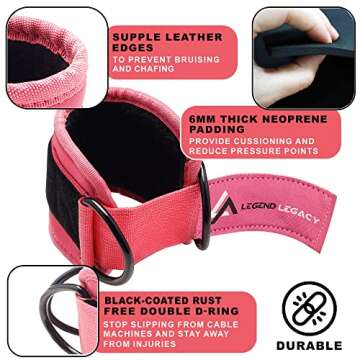 Legend Legacy Ankle Straps for Cable Machines - Adjustable, Durable, Comfortable & Versatile